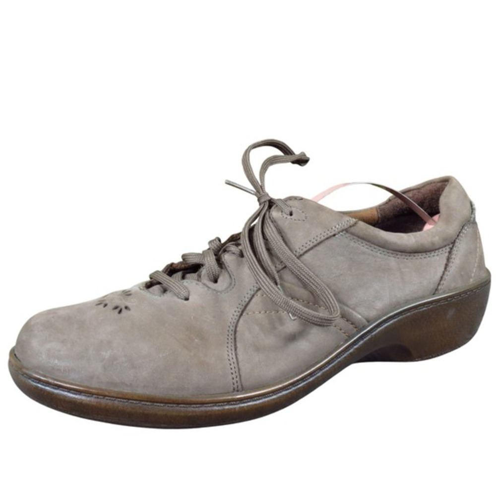 Aravon Delilah Womens 9.5 Extra Wide Brown Leather Lace Up Walking Shoes Comfort